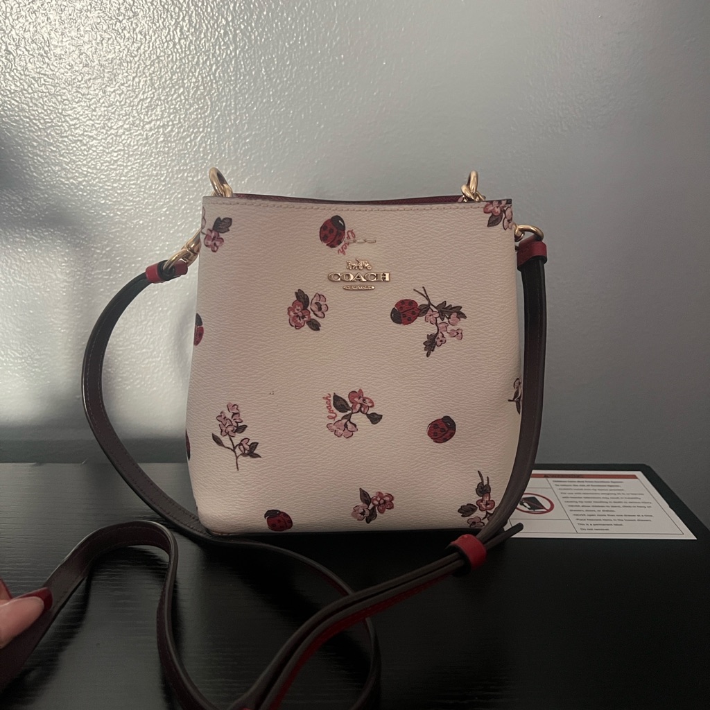 Coach Mini Floral With Ladybug Crossbody Bucket Bag